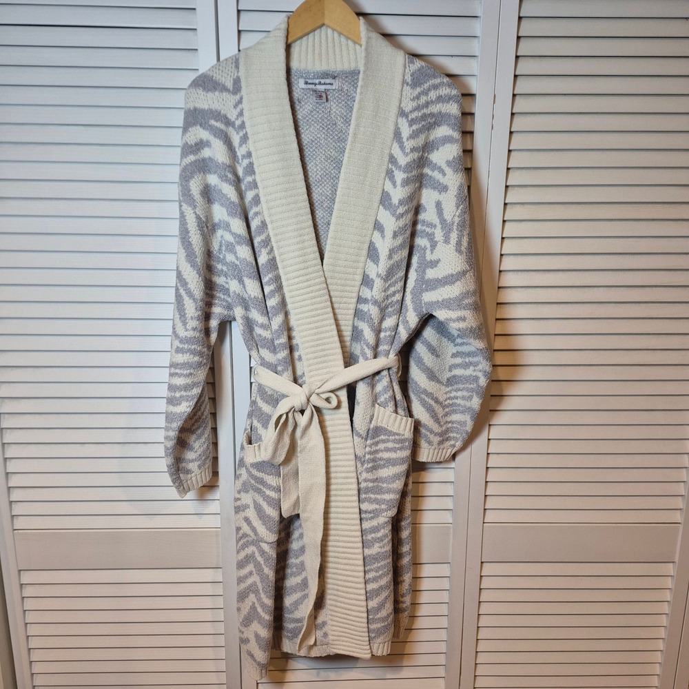 Tommy Bahama Women's L/XL‎ Zebra Chenille Robe NWOT Cozy Loungewear Animal Print